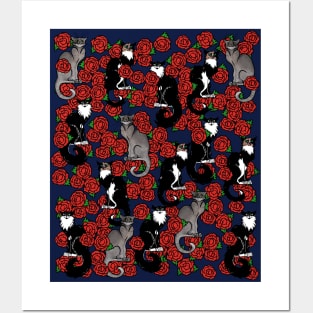 Cats and Roses Le Chat Noir Calico Posters and Art